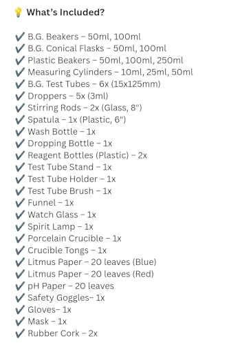 Image of Chemistry Lab 44 Items Kit - Borosilicate Glass & Plastic Beakers, Conical Flasks, Measuring Cylinders, Test Tubes & More - Equipment-only | No Chemicals Included | Suitable for Practicals