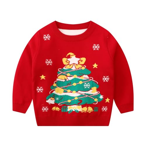Toddler Kids Christmas Tree Knitted Sweaters New Year's Knitwear Cute Print Long Sleeve Thicken Warm Sweater