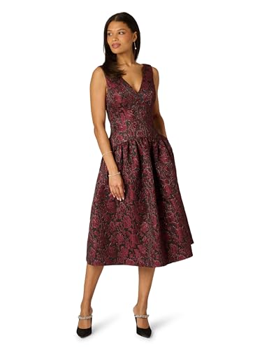 Image of Adrianna Papell Jacquard Midi Dress with Godets