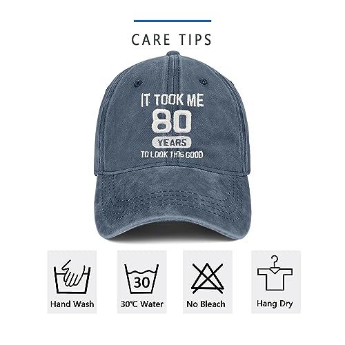 Image of 80th Birthday Gifts 80 Year Old Gifts Ideas for Men Women It Took Me 80 Years to Look This Good Hat Washed Cotton Hat