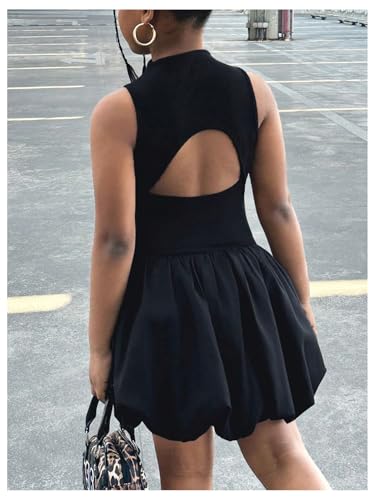 SOLY HUX Girl's Sleeveless Backless Mock Neck Bubble Dress Summer Party Birthday Short Dresses4