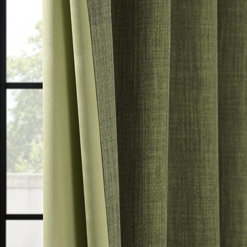 Image of HPD Half Price Drapes Grommet Linen Curtains 108 Inches Long Room Darkening Curtains for Bedroom & Living Room (1 Panel), 50W x 108L, Tuscany Green