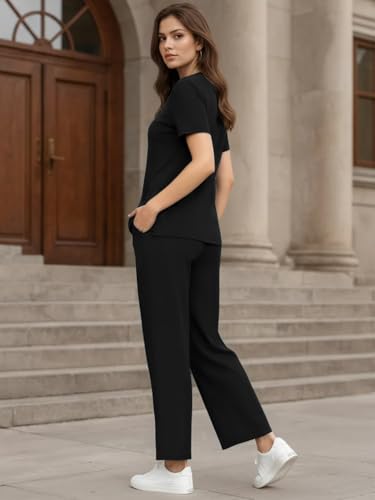 Image of TYSORT Women Casual Summer co ords Set Track Suit Oversized Top Baggy Pant,Top and Pajama Set
