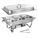 PRETYZOOM Buffet Calentador de Alimentos Acero Inoxidable con Bandejas y Tapas para Restaurantes y Catering Set Multifuncional para Banquetes y Uso Profesional