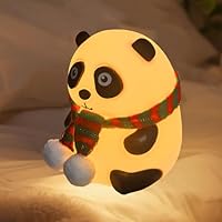 COBIKU Cute Panda Night Light, LED Squishy Novelty Animal Night Lamp with 7 Color Modes, Soft Silicone Dimmable Nursery Nightlight for Breastfeeding Toddler Baby Kids Decor, Cool Gifts Kids (Panda)