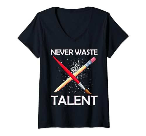Photo de Never Waste Talent Creative Artistic Painter Art Designer T-Shirt avec Col en V