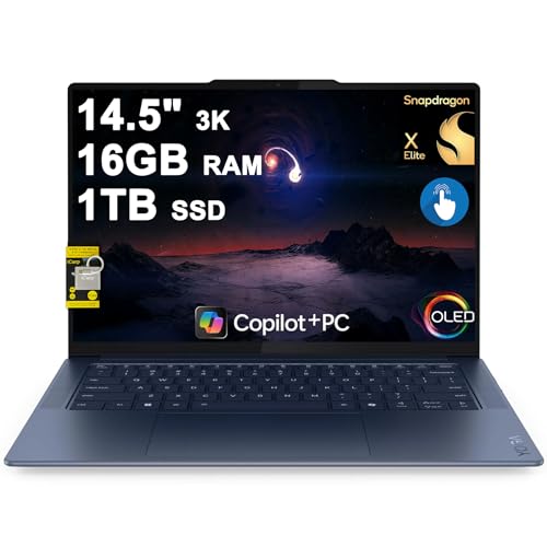 Image of Lenovo Yoga Slim 7 Laptop 14.5 inch 3K OLED Touch (100% DCI-P3 1000nits HDR Peak) Qualcomm 12-core Snapdragon X Elite (Up to 45 Tops) 16GB RAM 1TB SSD for Designer Business Work Win11 ICP Hub