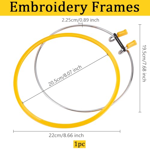 Image of OLYCRAFT Metal Embroidery Hoop 8.7x8.7x0.9 Inch Yellow Spring Tension Frame with Plastic Hoop Ring Large Metal Embroidery Hoops Cross Stitch Hoops Embroidered Frame for Embroidered Cross Stitch