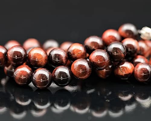 Natural Red Tiger Eye Beaded Choker, Genuine Red Crystal Necklace, Fancy Gemstone Choker, 8mm Beads, Unique Fashion Jewelry, Healing Crystal Chakra Necklace, Durable Necklace, Capricorn Necklace2