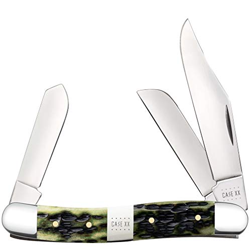 CASE XX WR Pocket Knife Stockman Olive Green Jig Bone - 2020 Era Item #21518 - (6347 SS) - Length Closed: 3 7/8 Inches