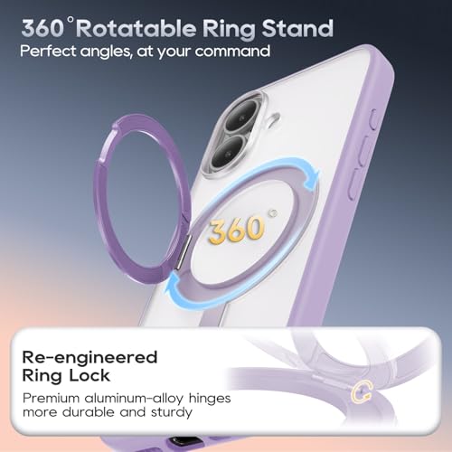 Coque iPhone 17 Mag Safe lilas avec support rotatif antichoc - 5