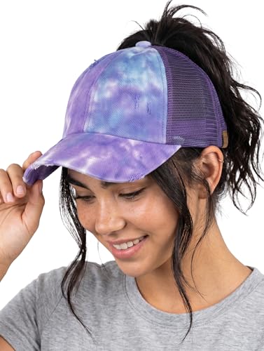 Image of Funky Junque Womens Baseball Cap Dad Hat Ponytail Messy Bun Trucker Ponycap