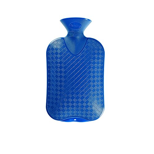 Fashy Classic Cross-Hatched Hot Water Bottle - BLUE - Made in Germany