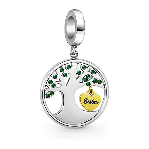 PHOCKSIN Sister Charm Family Tree of Life Bead Charms for Bracelets Christmas Birthday Sisters Gifts from Sister Cover