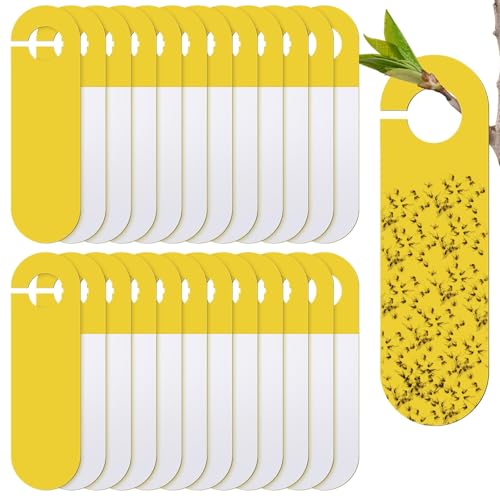 Yellow Sticky Hanging Traps 50 Pack Dual Sided Fungus Gnat Traps for House Indoor Plants Killer Whiteflies Aphids Leaf Miners Fruit Flying Insect Catcher Glue