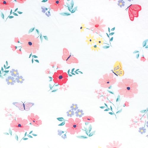 Image of Hudson Baby Unisex Baby Cotton Fitted Crib Sheet, Butterfly Floral, One Size