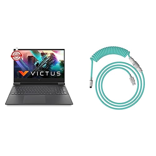 Image of HP Victus Gaming AMD Ryzen 7-5800H 16.1 inch(40.9 cm) FHD Gaming Laptop & HyperX USB-C Coiled Cable Light Green-White