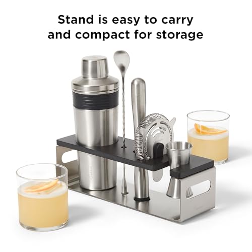 Rabbit Classic Bar Tool Set – 6-Piece Stainless Steel Cocktail Shaker & Barware Kit with Stand – Premium Home Bar Tools for Shaken or Stirred Cocktails