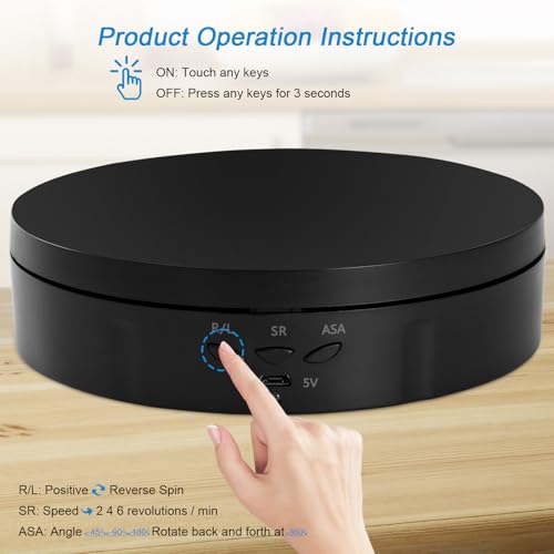 Image of 5.74' Motorized Rotating Display Stand for Jewelry, 360 Degree Electronic Turntable Display Stand with USB Charging Port for Photography Products, 3D Model, Cake