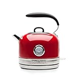 Haden Jersey Cordless Kettle - Electric Fast Boil Kettle with Temperature Gauge - 3000W, 1.5 Litre, Red - SF118