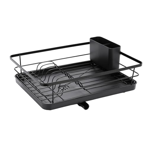 Dish Drying Rack - Stainless Steel Dish Rack for Kitchen Counter, Large-Capacity Dish Drainer with Cutlery Holder, Kitchen Organizer for Dishes, Spoons and Forks