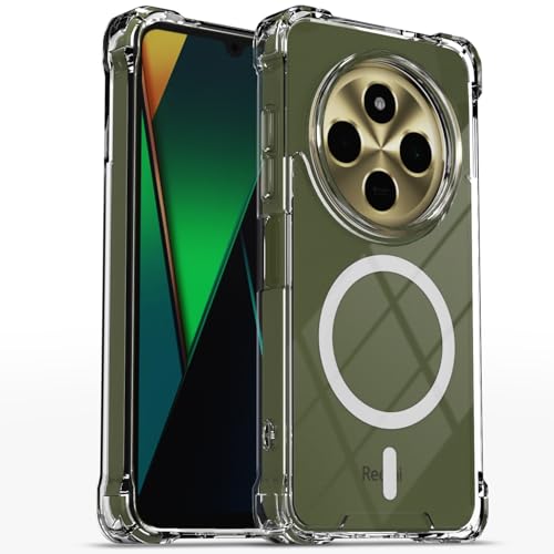 Image of Amazon Basics Back Cover for Redmi 14c 5G / Redmi A4 5G / Poco C75 5G Mag-Safe Shockproof PC + TPU Protective Case Magnetic Support Bumper Case (Transparent Mag-Safe)