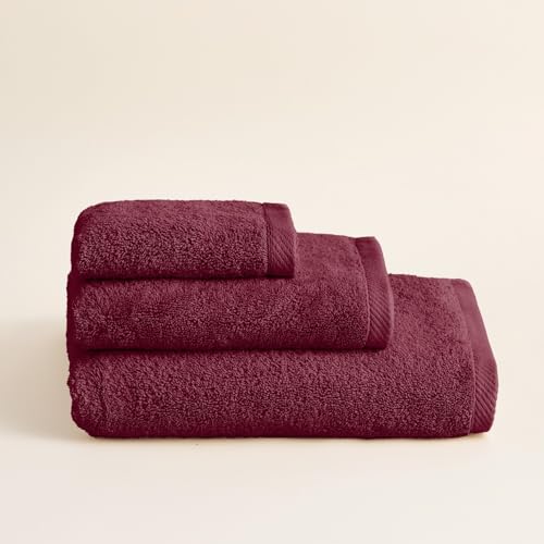 BOHEME | Juego de 3 Toallas Serenity | Púrpura | 1(30x50) + 1(50x100) + 1(100x150) | 100% Algodón Peinado | 600 g/m² | Suaves, Absorbentes y de Secado Rápido | Lavables a Máquina | Uso Diario