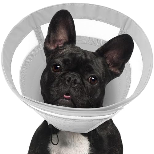 Image of SAWMONG Soft Cone for Dogs - Medium Dog Recovery Collar, Adjustable E-Collar to Stop Licking After Surgery (M, Gray)