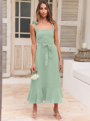 Image of ANRABESS Women's Square Neck Ruffle Split Midi Elegant Formal Wedding Guest Cocktail Bridesmaid Graduation Party Dresses