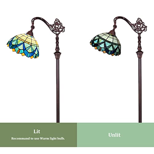 Thatyears Tiffany Floor Lamp Blue Songs Style Stained Glass Gooseneck Arched Adjustable Corner Standing Reading Light Decor Bedroom Living Room Home Office #TOP6
