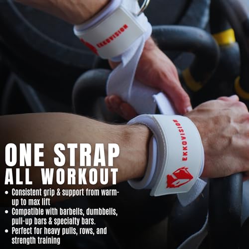 Image of Ekkovision EKKO Weight Lifting Straps With Cuffed D Ring, Wrist Support for Men, Heavy Duty Thick Comfortable Lifting Straps, Secure Fit, Enhanced Grip, Straps for Weightlifting & Gym Training