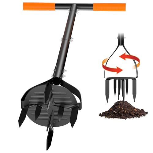 Hand Tiller for Gardening 40 Inch Garden Claw Twist Tiller Cultivator Garden Tools Manual Soil Tiller with 8 Sharp Steel Teeth Long Handle Garden Cultivator for Lawn Planting Tilling & Aerating