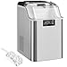 HOMCOM Eiswürfelmaschine Edelstahl, Ice Maker mit 24 Eiswürfeln pro Durchgang, 20kg/24h, 2,1L Wassertank, selbstreinigender Eiswürfelbereiter inkl. Eisschaufel und Korb für Küche, Büro, Party