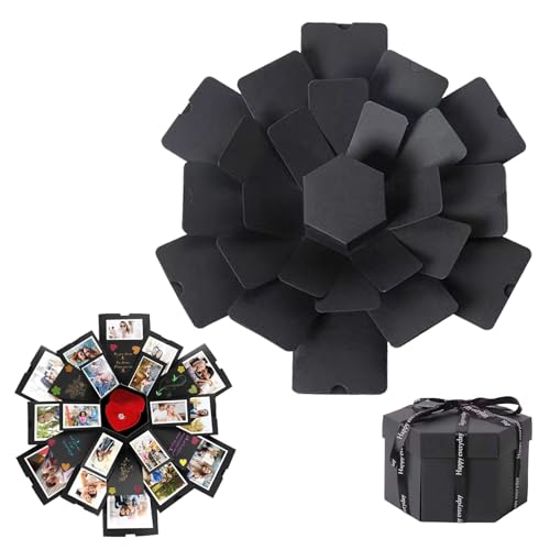 Caja de Regalo de Explosión DIY Caja Sorpresa con Fotos Negro