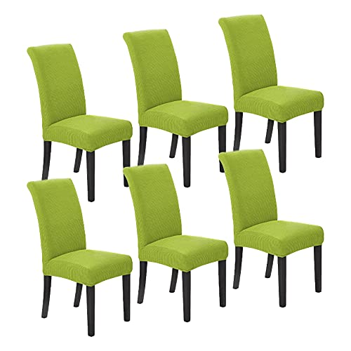 NIEBYI Juego de 6 fundas para sillas de comedor, fundas elásticas para sillas de comedor, fundas para sillas de cocina con textura jacquard, decoración elegante para el hogar y banquetes (verde