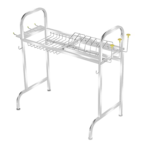 Image of Fortune Blu Stainless Steel Over The Sink Dish Drying Rack 24 Inch | 1-Tier Utensil Holder | Counter Top Sink Rack | Standing Shelf for Organize Kitchen (1 Shelf)