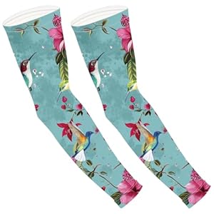 CREATCABIN Manchons Jardinage pour Femmes et Hommes Protection Solaire Colibri Manchons Rafraîchissants Manches Respirantes pour Couvrir Bras avec Trou pour Pouce pour Football Volley Ball 49x13cm