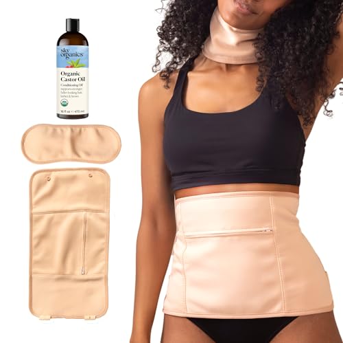 Sky Organics 16oz Castor Oil w/Wraps | Reusable Organic Castor Oil Pack to Boost Body's Wellness, Encourage Rest & Relaxation | Adjustable Elastic Straps Cotton Durable Easy to Use - Image 3