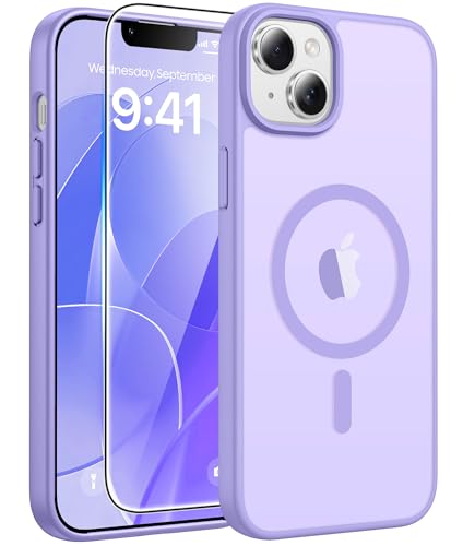 Image of FNTCASE for iPhone 15 Plus Case: for iPhone 14 Plus Case Translucent Matte Military Grade Protective Phone Cover - Slim Anti-Slip Durable Shockproof Drop Protection Cases - Light Purple