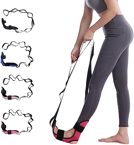 Lushnessu Multi-functional Foot Stretching Strap for Relieving Plantar Fasciitis, Achilles Tendonitis, and Leg Muscle Pain, Suitable for Dancers, Fitness, and Yoga Enthusiasts(Red)