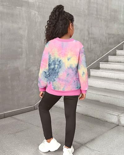Image of Girls 2 Piece Outfits Kids Clothes Sets Sweatsuit Tracksuit Jogger Print Long Sleeve Sweatshirts Sweatpants 4-13Y