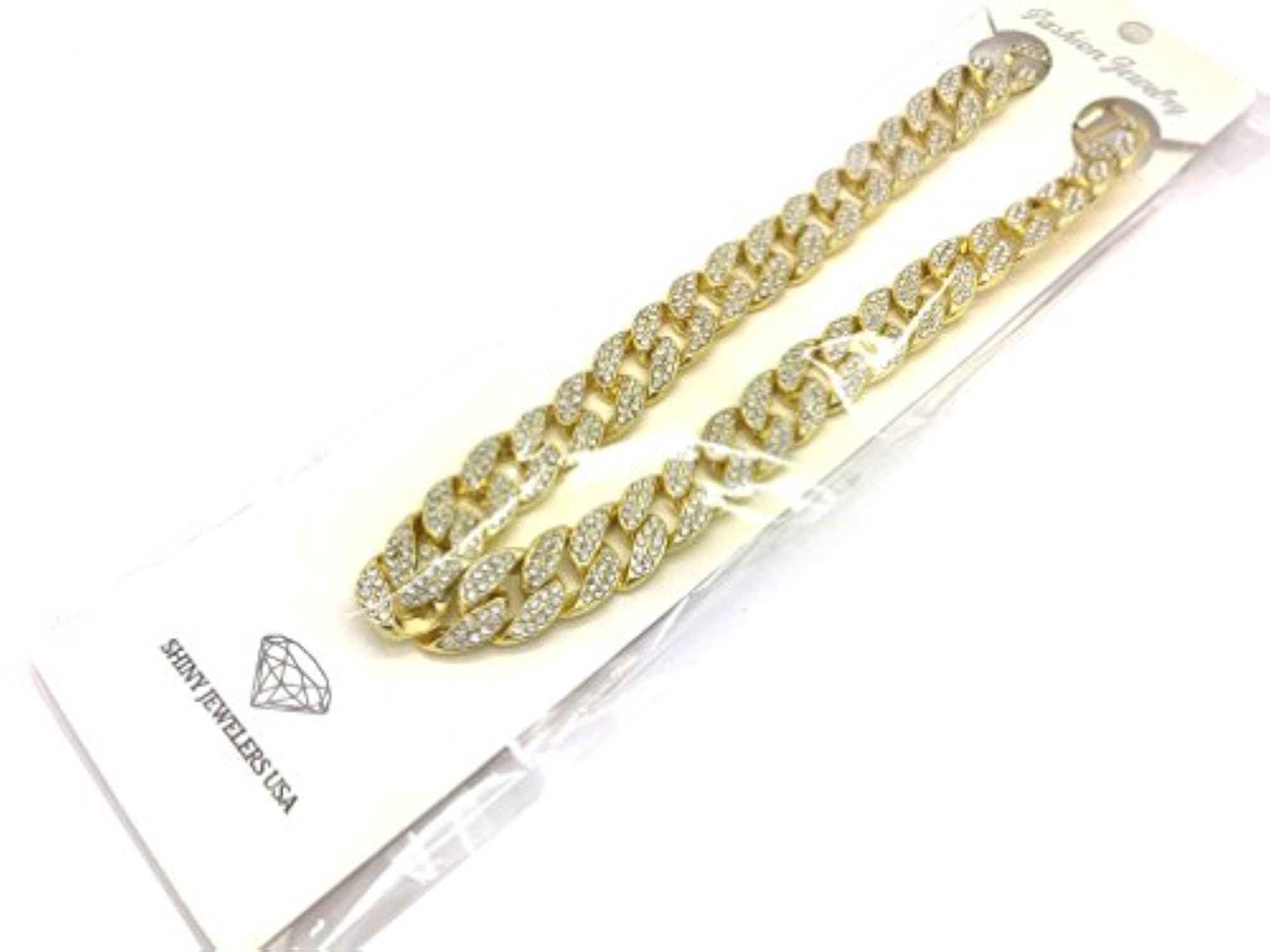Men's Iced Out Gold Tone Cuban Link Chain Choker Necklace