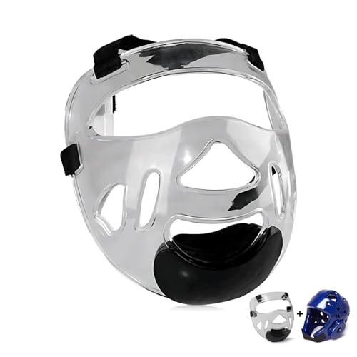 Generic Clear Taekwondo Mask Protective Detachable Thickening Face Shield Head Cover, Face Protection Cover Head Gear Face Guard for Child Boxing Karate, White