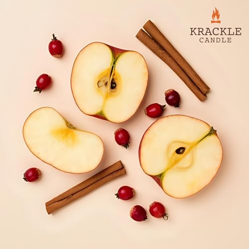 Image of Krackle Candle | Farmhouse | 16 oz Scented Candle with Natural Crackling Wooden Wick | Poured in the USA | Rosehips, Apples & Cinnamon Spice Fragrance