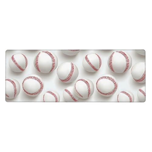 Tapis de souris gaming blanc 30x80 cm avec base caoutchouc et bords cousus pour clavier