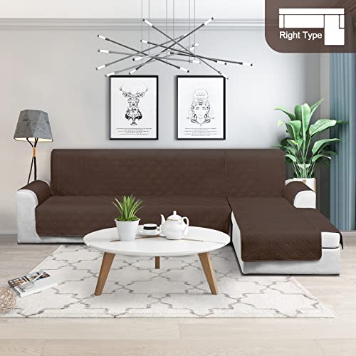 Taococo Waterproof Sectional Couch Covers L Shaped Sofa Covers Chaise Lounge Cover 3Pcs Reversible Sofa Covers For Sectional Sofa Pet Kids Furniture Protector With Elastic Straps(Large, Brown) #TOP7