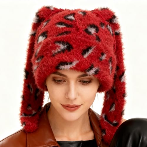 Bonnet léopard en maille de qualité supérieure à cache-oreilles - 7