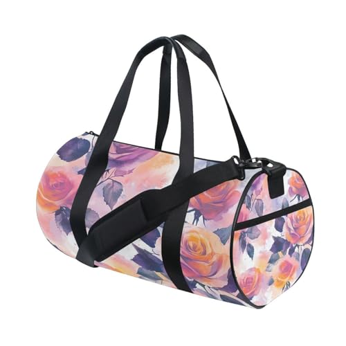 BOESI Watercolor Color Roses Travel Gym Bag, Lightweight Sports Bag, Hand-carrying and Shoulder-carrying, Suitable for Men and Women