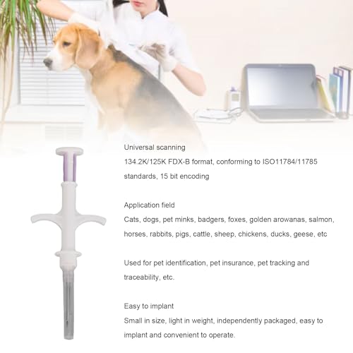 Yanmis 10 Pack Universal PET Microchip, IS011784/5 FDX-B 134,2 kHz 125kHz PET-ID-Tags, 512bit Tiermikrochip für Hunde Katzen Tierfleisch Geflügelfisch (1,25 * 7 mm)