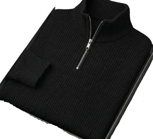 men premium ribbed high neck zipper sweater | stylish cotton blend winter pullover for men & boys white m
